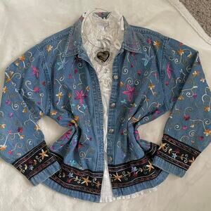 Vintage embroidered denim jacket bust